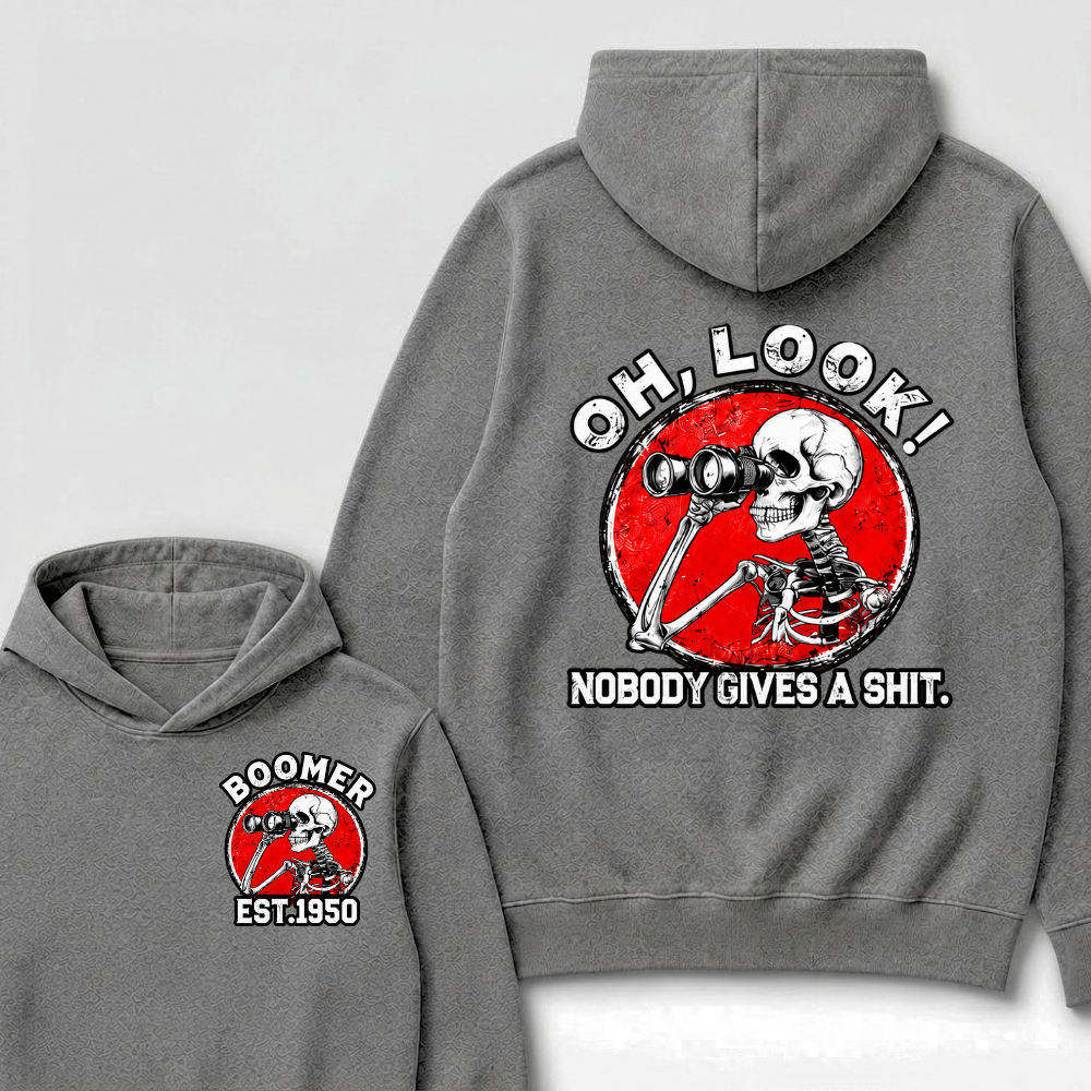 Oh, Look! Nobody Gives A Shit. Boomer Est.Year Hoodie
