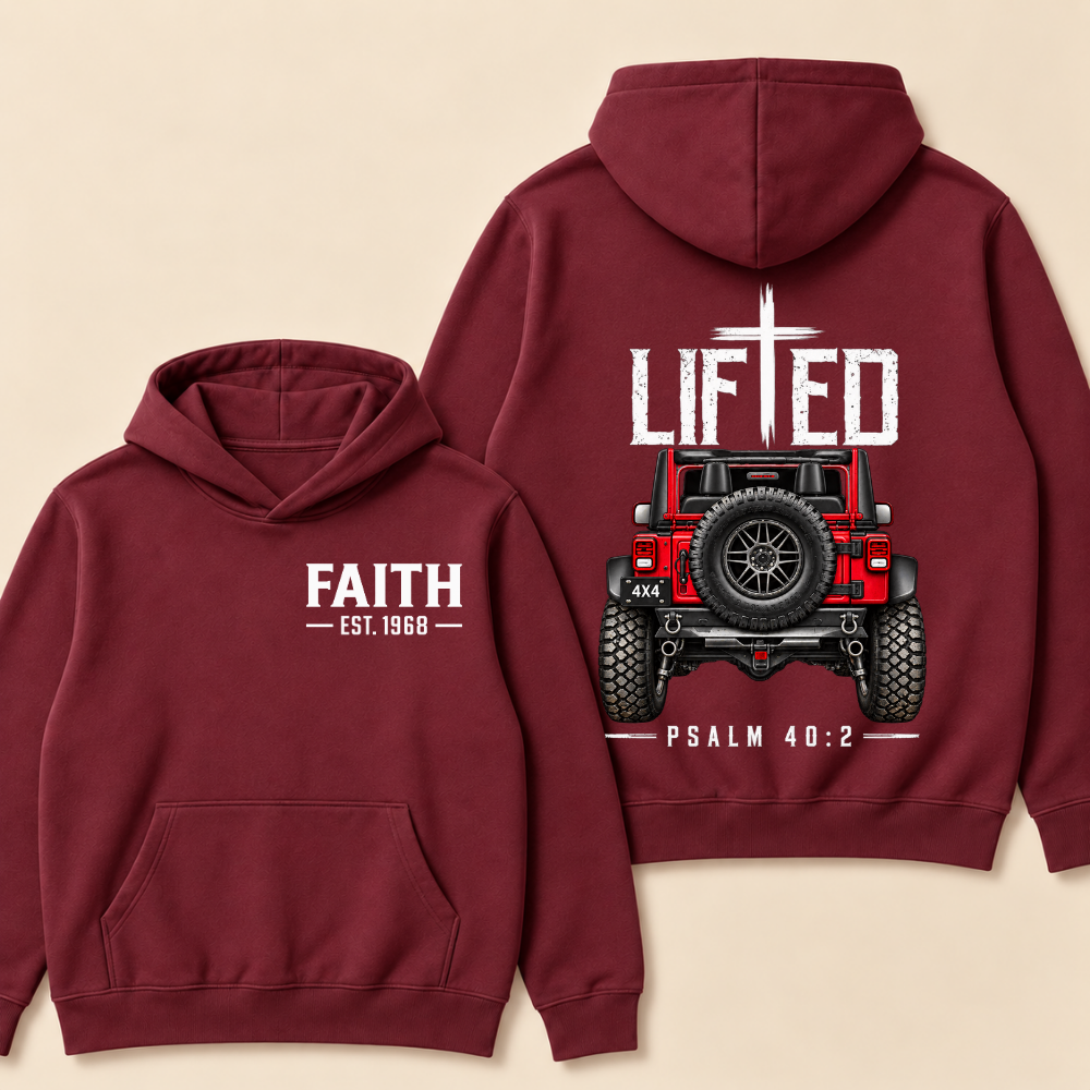 Lifted Faith 4x4 Jeep Hoodie | Custom Est Year Christian Off-Road Hoodie