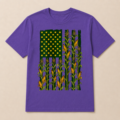 American Flag Corn Field Farmer Patriotic T Shirt