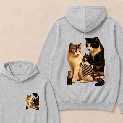 Vintage Cat Smoking Tattoo Inked Kitty Artist Funny Meme Hoodie