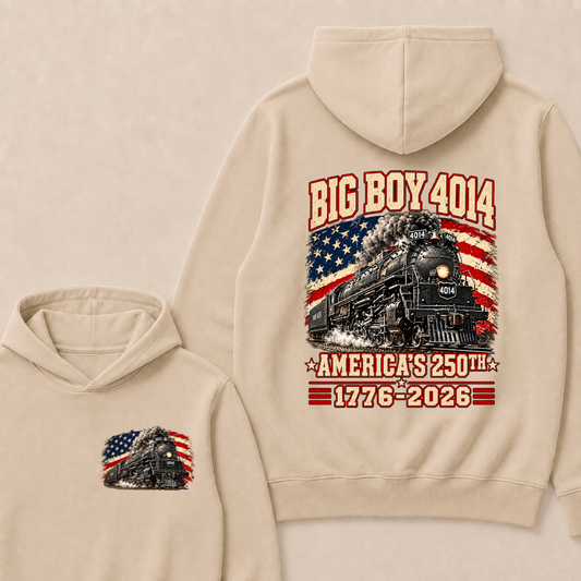 250 Years Big Boy 4014 Train Us Flag Vintage Apparel Train Hoodie