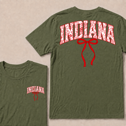 Indiana Vintage Athletic Sports Red Coquette Bow 80s 90s T Shirt