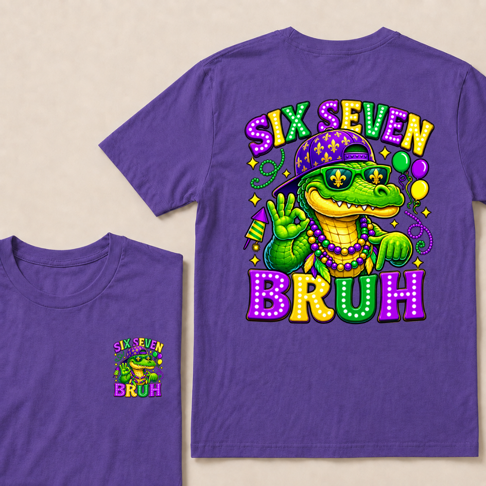 Mardi Gras Six Seven Bruh Mardigator Alligator 6 7 T Shirt