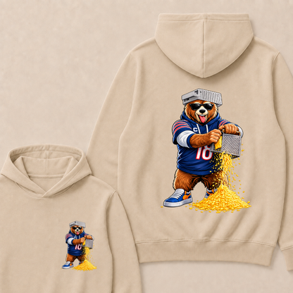 Bear with Cheese Grater Hat and Sunglasses Hoodie