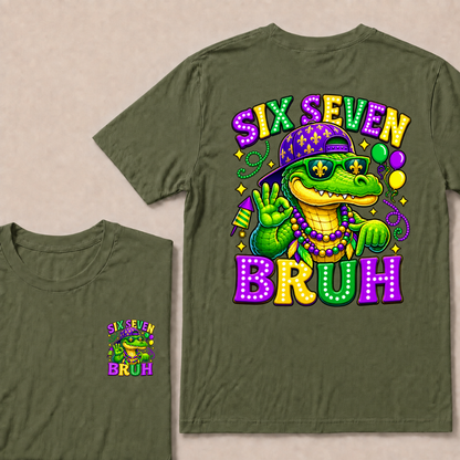 Mardi Gras Six Seven Bruh Mardigator Alligator 6 7 T Shirt