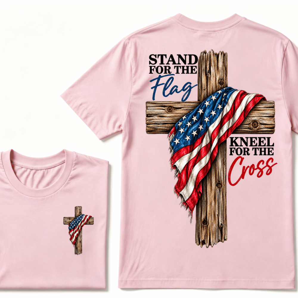 Stand For The Flag Kneel For The Cross Printed Casual T-Shirt