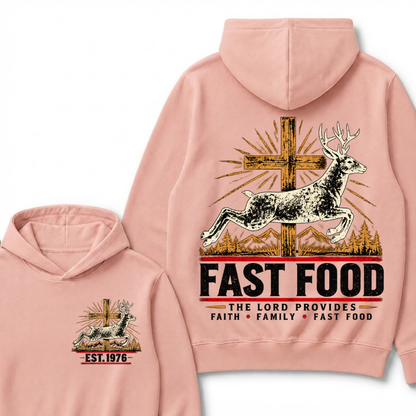 Fast Food The Lord Provides Faith • Family • Fast Food Est. Year Hoodie