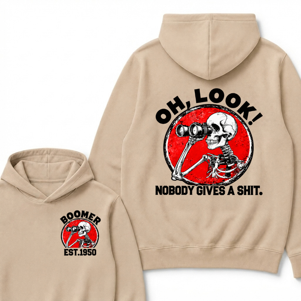 Oh, Look! Nobody Gives A Shit. Boomer Est.Year Hoodie