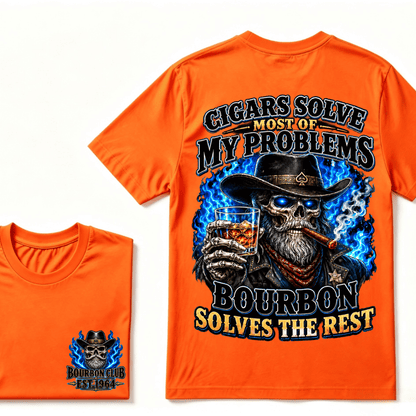 Cigars Solve Most Of My Problems Bourbon Solves The Rest Custom EST.Year T-Shirt