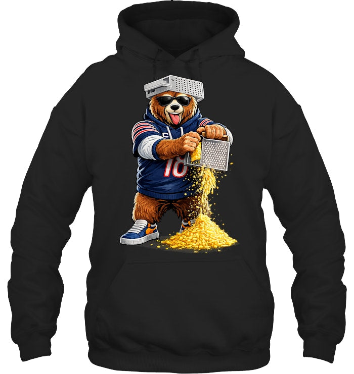 Bear with Cheese Grater Hat and Sunglasses Hoodie