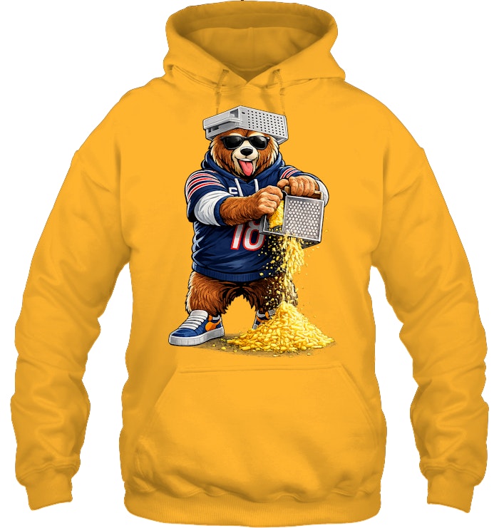 Bear with Cheese Grater Hat and Sunglasses Hoodie
