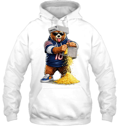 Bear with Cheese Grater Hat and Sunglasses Hoodie