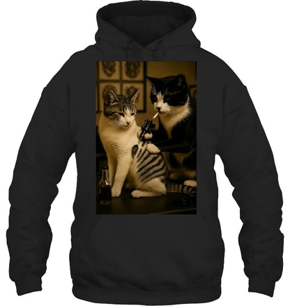 Vintage Cat Smoking Tattoo Inked Kitty Artist Funny Meme Hoodie