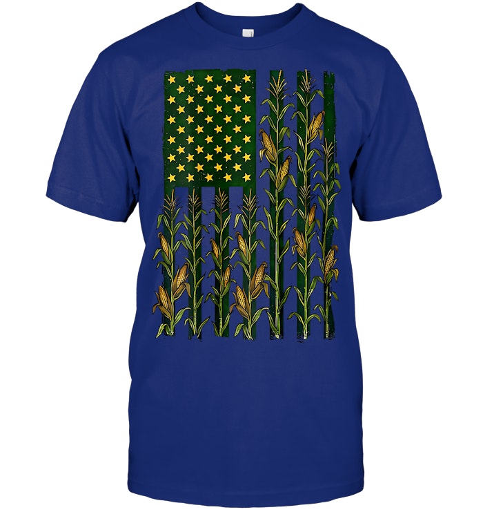 American Flag Corn Field Farmer Patriotic (on Back) T Shirt