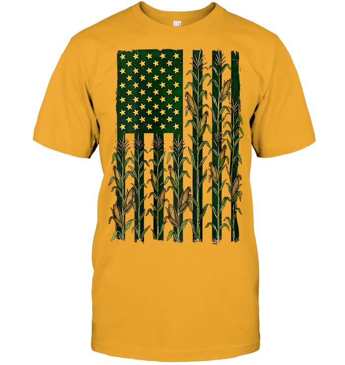 American Flag Corn Field Farmer Patriotic (on Back) T Shirt